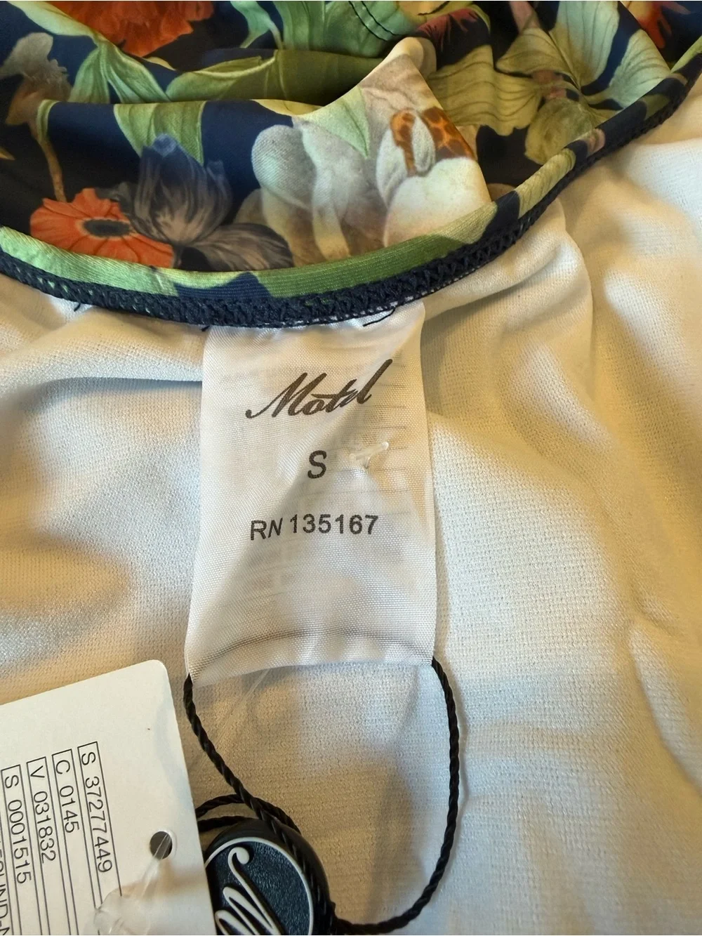 Motel Rocks x UO Sunny Day Navy Botanical Floral Plunge One Piece Swimsuit S New - Picture 3 of 16